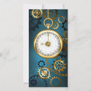 Reserve A Data Fundo azul turquesa Steampunk com engrenagens