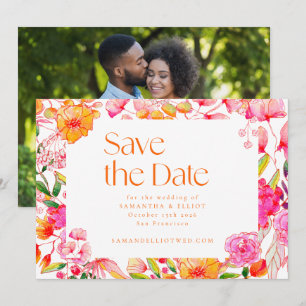 Reserve A Data Fundo de Foto de Casamento com Flores Cor-de-Rosa