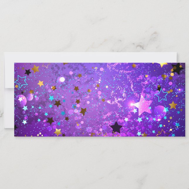 Reserve A Data Fundo de papel alumínio roxo com estrelas (Frente)