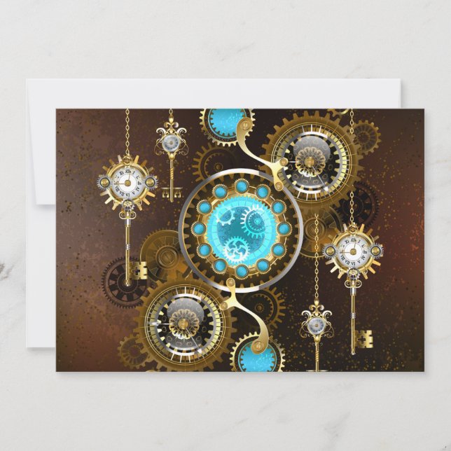 Reserve A Data Fundo Enferrujado Steampunk com Lentes Turquesa (Frente)