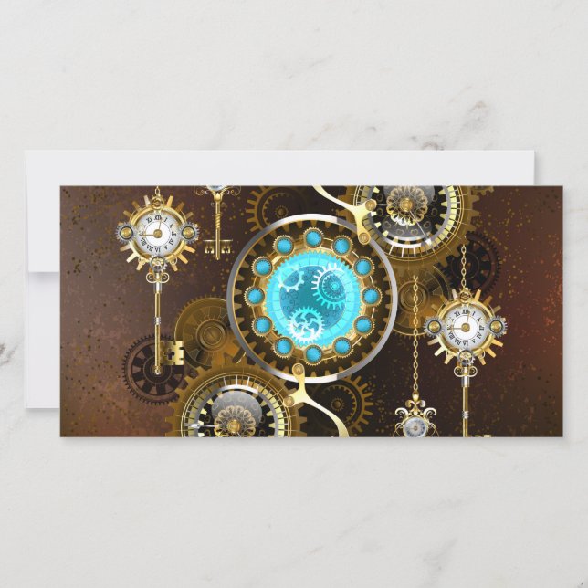 Reserve A Data Fundo enferrujado steampunk com lentes turquesa (Frente)