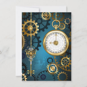 Reserve A Data Fundo turquesa Steampunk com engrenagens