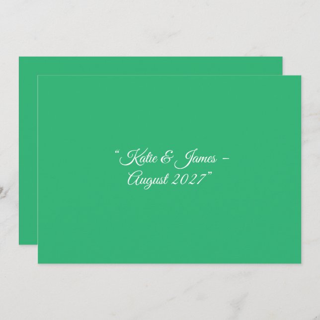 Reserve A Data Fundo Verde de Casa - Design de Casamento (Frente/Verso)