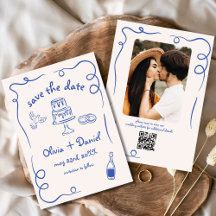 Funky Caprichoso Mão Desenhada Foto de Casamento A