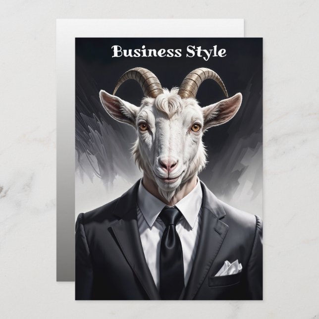 Reserve A Data Funny animal boss surreal suited goat character (Frente/Verso)
