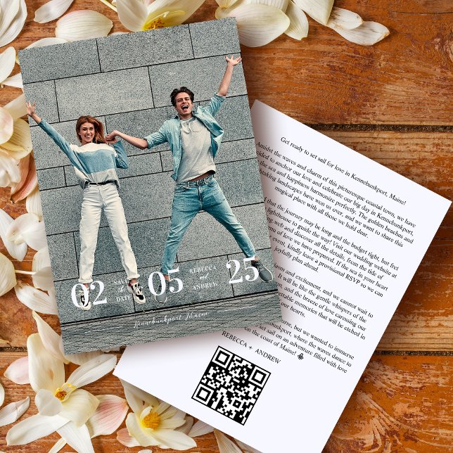 Reserve A Data Funny & Stylish Unmatched Wedding Photo Card (Fun & Stylish Unmatched Wedding Photo Card Save the Date with Envelope. )
