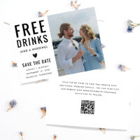 Funny Unique Free Drinks Qr Code Photo Wedding 