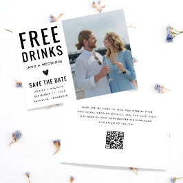 Reserve A Data Funny Unique Free Drinks Qr Code Photo Wedding