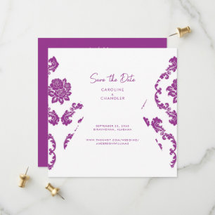 Reserve A Data Fushia Damask Foto Casamento Save The Date