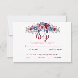Reserve A Data Gabinete RSVP de Casamento Dusty Blue e Burgundy