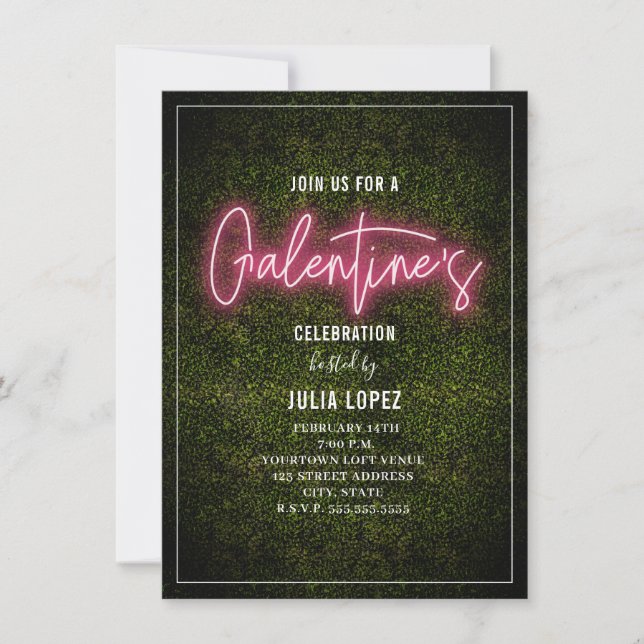 Reserve A Data Galentine Neon Script Boxwood Party (Frente)