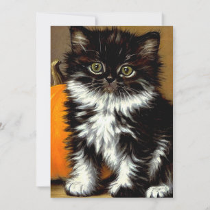 Reserve A Data Gato de Halloween Preto e Branco Vintage