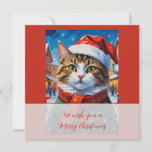 Reserve A Data Gato de Natal Festivo com Chapéu de Papai Noel