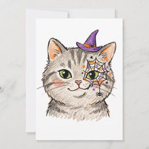 Reserve A Data Gato Tabby Cinza Fofo de Halloween com Pintura Fac