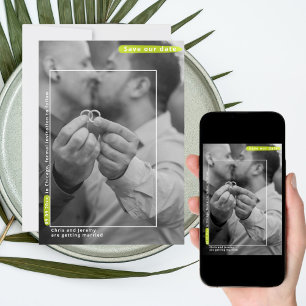 Reserve A Data Gay de casamento de fotos minimalista Salve o Cart
