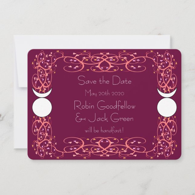 Reserve A Data Gay Wiccan Wedding Red Save the Date Card (Frente)