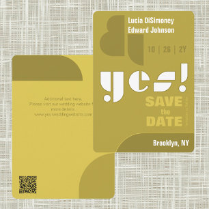 Reserve A Data Geométrico moderno, sim! Green Save The Date Card