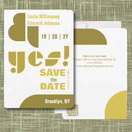 Reserve A Data Geométrico moderno, sim! White Save The Date Card