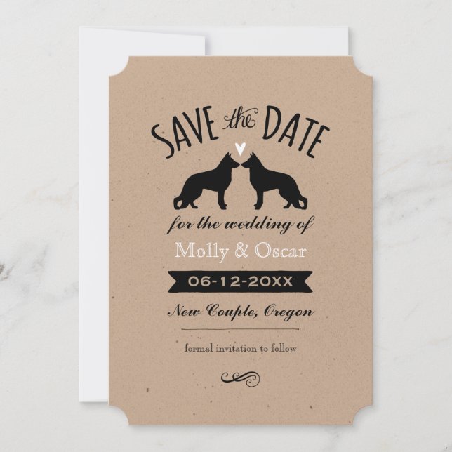 Reserve A Data German shepherd Silhouettes Casando Salve a Data (Frente)
