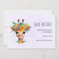 Girafa Bonita com Coroa Floral