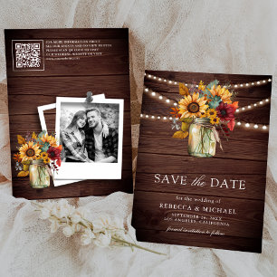 Reserve A Data Girassóis Borgonha Código QR de Madeira Casamento