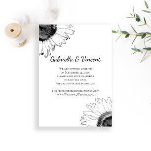 Reserve A Data Girassóis preto e branco que Wedding economias a