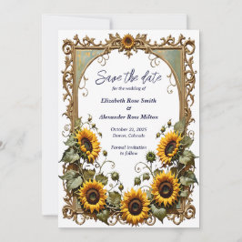 Reserve A Data Girassol Amarelo bonito com quadro de casamento de