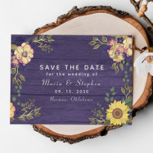 Girassol e Floral Roxo Casamento de Outono