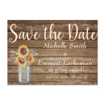 Girassol Rústico PaísVintage Madeira Salvar a Data