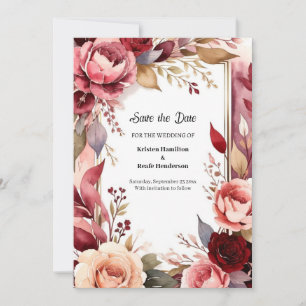 Reserve A Data Girly Burgundy Calliografia