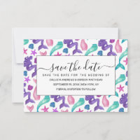 Girly Watercolor Sereids Tales Seashells Patternos