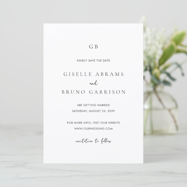 Reserve A Data Giselle Classic Monograma Elegant Wedding (Em pé/Frente)