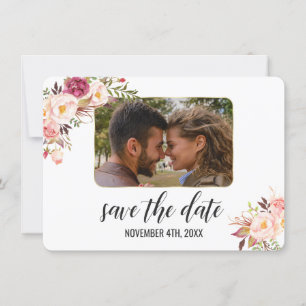 Reserve A Data Glam Gold Blush Rosa Floral Foto Save The Date