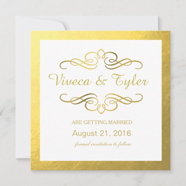 Reserve A Data Glam Swirly Flourish Gold Foil Salvar a Data (Frente)