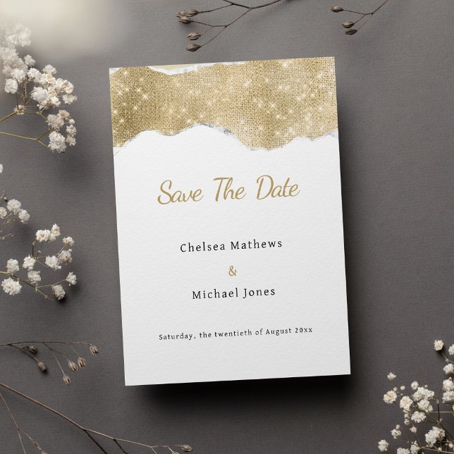 Reserve A Data Glam White Gold Silver - Salvar a Data (Glam white gold silver glitter Save The Date)