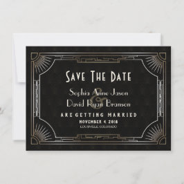 Reserve A Data Glamorous Excelente Gatsby Dourado Art Deco Weddin