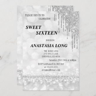 Reserve A Data Glitter de Prata Moderno