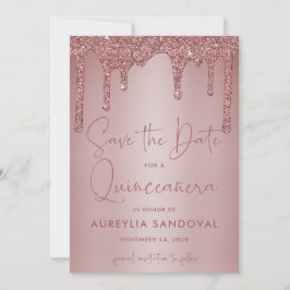 Reserve A Data Glitter de rosa Dourado Sparkle Drives Quinceañera