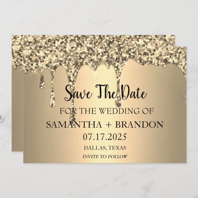 Reserve A Data Glitter de Sparkle Dourado Derruba Casamento de Lu (Frente/Verso)