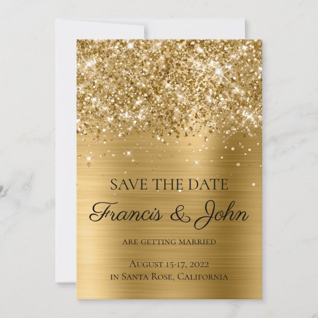 Reserve A Data Glittery Gold Foil Wedding (Frente)