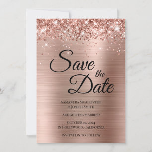 Reserve A Data Glittery Rose Gold Foil Fancy Script