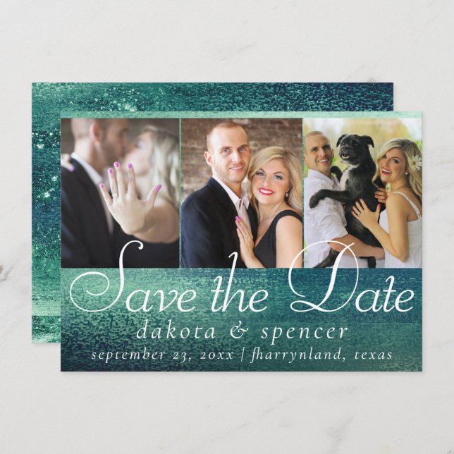 Reserve A Data Glitzy Foil | Seafoam Green Aqua Sparkle 3 Foto (Frente/Verso)