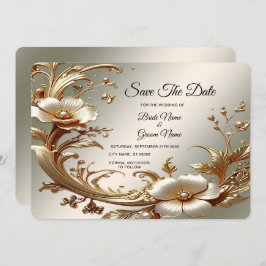 Reserve A Data Gold Floral Save The Date