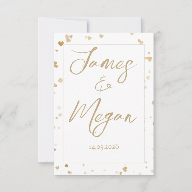 Reserve A Data Gold Heart Save the Date Cards (Frente)