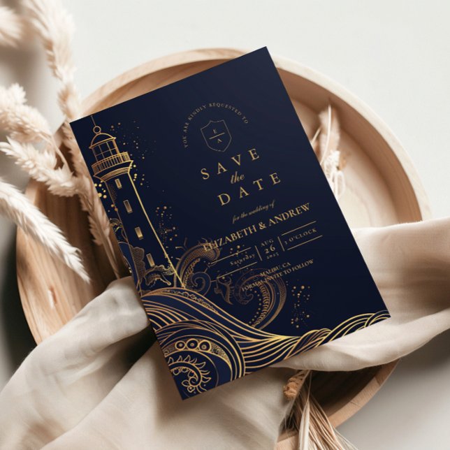 Reserve A Data Gold Lighthouse Night Wedding (Criador carregado)