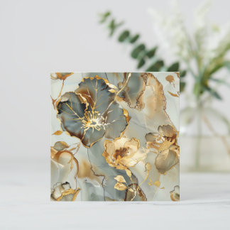 Reserve A Data Golden Blues Grays Ink Floral Watercolor