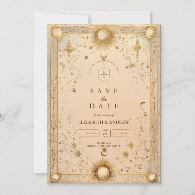 Reserve A Data Golden Celestial Baroque Wedding (Frente)