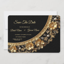 Golden Quadro Ornado Save The Date