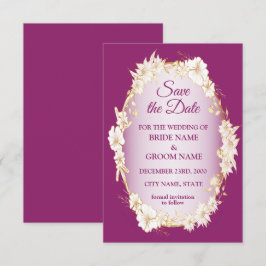 Reserve A Data Golden White Floral Pink Geometric Rustic Wedding