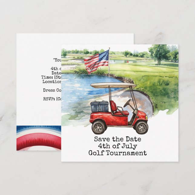 Reserve A Data Golfe 4 de julho Dia da Independência para golfist (Frente/Verso)